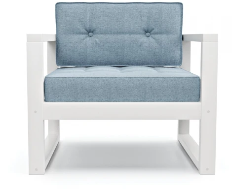 Кресло Arsko Астер белая эмаль голубая рогожка