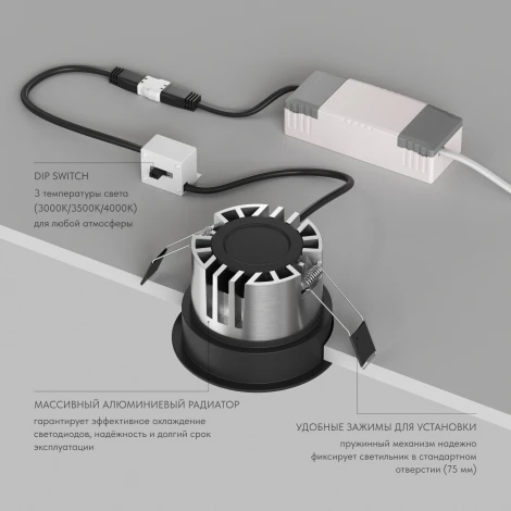 Встраиваемый светильник точечный Denkirs Shine Glow DK2431-BK черный матовый