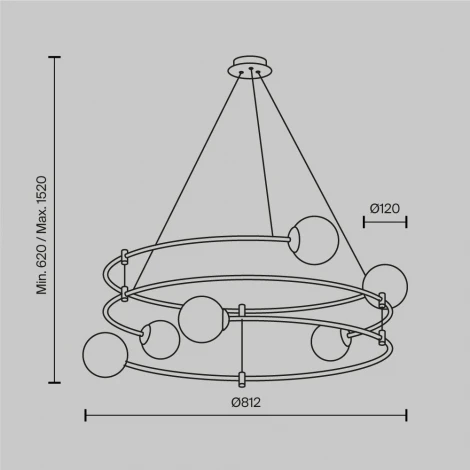 Подвесная люстра Maytoni Balance MOD317PL-06G (220V, на тросе, шарики, кольцо)