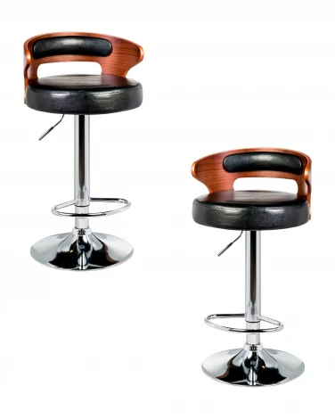 Набор 2 шт стул барный DOBRIN FRED (коричневое дерево, чёрный)