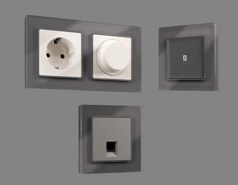 Рамка Ambrella Volt ALFA Platos (Антрацит серый Стекло органическое) 4-ая AF330654