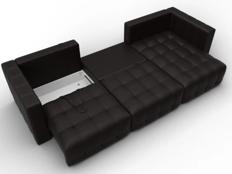 Диван угловой Лига-052 НПБ Лонг угол универсальный (ЛДСП,Брус,Фанера/Пластик/Экокожа/Коричневый) Лига Диванов 129915