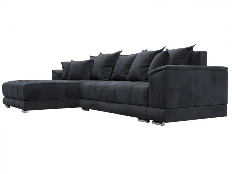 Диван угловой НордСтар левый угол (ДСП,Брус/Пластик/Велюр/Темно-серый) Лига Диванов 127943L