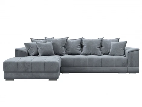 Диван угловой НордСтар левый угол (ДСП,Брус/Пластик/Велюр/Серый) Лига Диванов 127942L