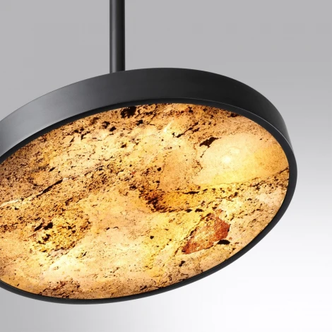 Подвесной светильник Odeon Light Bergi 5064/15L черн./серо-беж./металл/натур.камень/акрил с переключ.цветов.темпер. LED 15W 3000К/4000K/6000K (220V, на проводе, круглые)