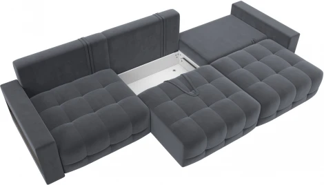 Диван прямой с полками Лига-053 НПБ Лонг Лига Диванов (Велюр) арт.128915