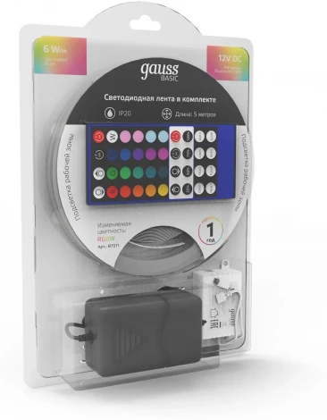 Светодиодная лента Gauss Basic BT011 LED 5050/30RGB+30W 12V 6W/m 390lm/m RGBW 10mm IP20 5m