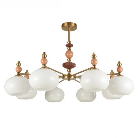 Потолочная люстра на штанге Lumion Piccolo 8425/8C бронза/белый/бежевый/коричневый, металл/керамика/стекло E27 8*60W 220V