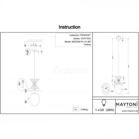 Подвесной светильник Maytoni Ovation MOD264-PL-01-B