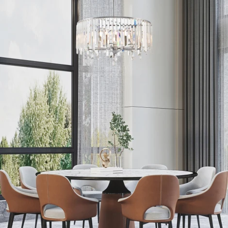 Подвесная люстра хрустальная на штанге Arte Milano Sorrento-2509 372509/8/250/590 CR (220V)