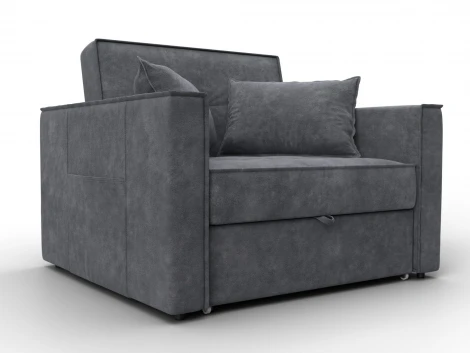 Кресло-кровать Лига-104 (80) (ЛДСП,Брус,Фанера,Велюр/Темно-серый) Лига Диванов 134848