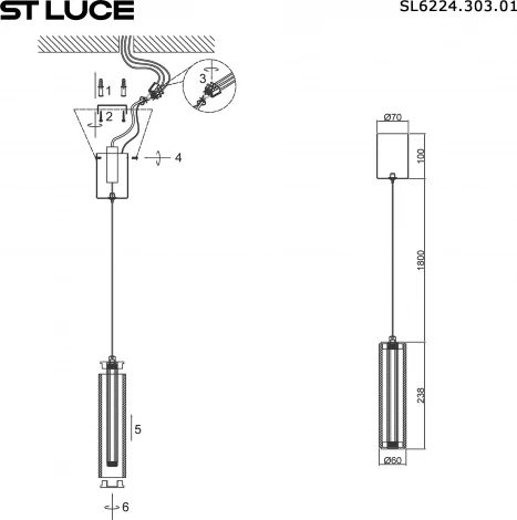 Подвесной светильник ST Luce Bamboo SL6224.303.01 Латунь/Прозрачный LED 1*8W 4000K