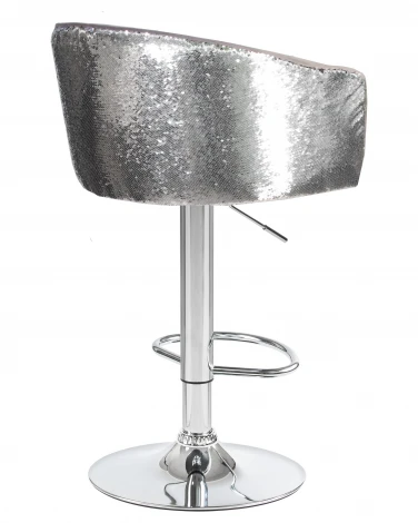 Стул барный DARCY SHINY (серый велюр с серебрянными пайетками)