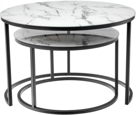 Набор кофейных столиков Bradex Home Tango белый мрамор с черными ножками (RF 0601)
