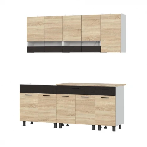 Готовая кухня Арника КГ 2,2м, Белый, Дуб сонома, Дуб венге