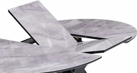 Стол стеклянный Notta Рикла 120(160) серый мрамор / черный арт.612859