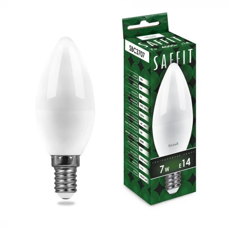 Лампа светодиодная Saffit SBC3707 55169 Свеча E14 7W 230V 6400K