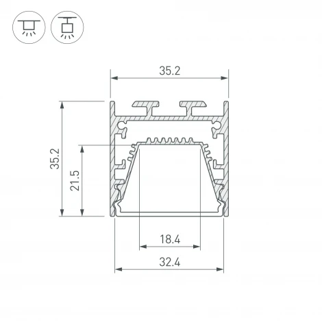 Профиль LINE-3535-TRAY-2000 ANOD (Arlight, Алюминий) 062162