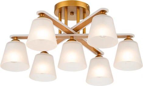 Потолочная люстра на штанге Escada Silva 1101/7PL 7х60Вт E27, металл/стекло, золото