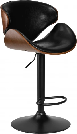 Стул барный DOBRIN KARTER BLACK (коричневый орех дерево (BWW), черный PU) 4905_BlackBase-LMZ BLACK, цвет сиденья PU, каркаса коричневый дерево, основания