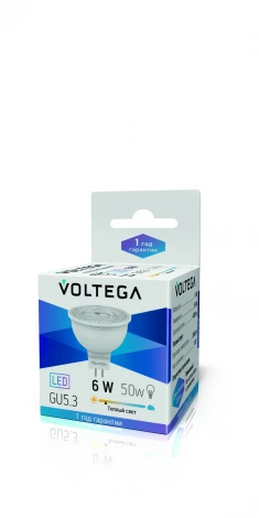 Лампочка светодиодная GU5.3 6 Вт 430 lm 2800K теплое свечение Voltega Simple 5733