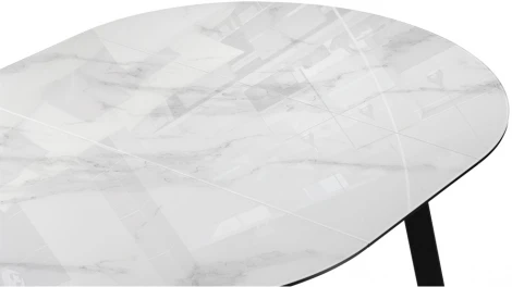 Стеклянный стол Woodville Алингсос 100(140)х100х76 белый мрамор / черный 532387
