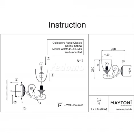 Бра Maytoni Sabina RC145-WL-01-MG