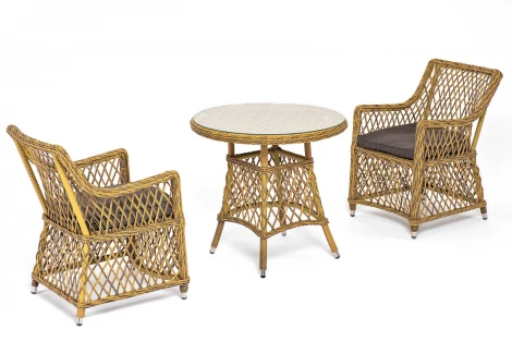 Обеденная группа плетеная, цвет соломенный 4SIS Эспрессо-80 L ECL2T1-3-SET