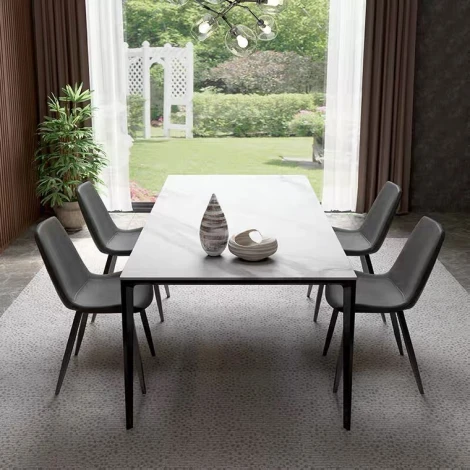 Стол NOTO 180 SINTERED STONE GLOSS STATUARIO WHITE / BLACK