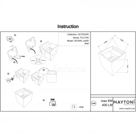 Настенный светильник уличный Maytoni Fulton O572WL-L6GR