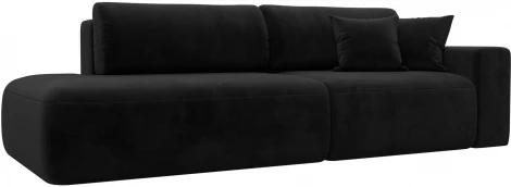 Диван прямой Лига-036 НПБ Модерн подлокотник справа (Черный/Велюр) Лига Диванов арт.121346