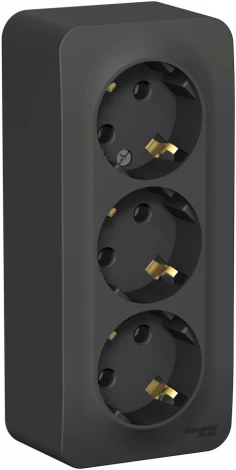 Розетка накладная тройная с заземлением (антрацит) Systeme Electric Blanca BLNRA010316