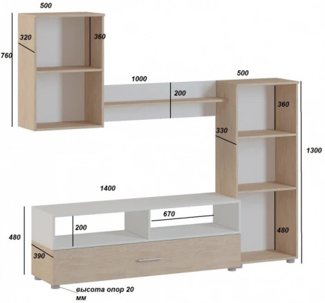 Готовая гостиная Алваро (Алваро дуб сонома / белая) Woodville арт.398916