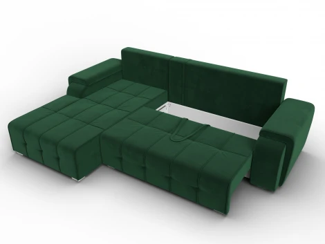 Диван угловой Лига-121 левый угол (ДСП,Брус,Велюр/Зеленый) Лига Диванов 137347L