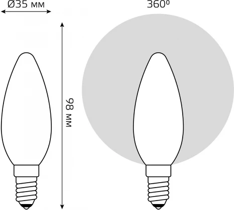 Лампочка светодиодная филаментная Gauss Filament 1035125 Свеча 4,5W 400lm 4100К Е14 milky LED