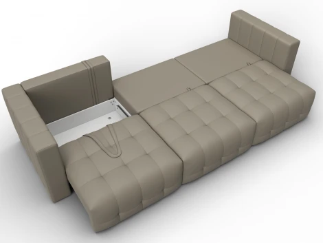 Диван прямой Лига-052 НПБ Лонг (ЛДСП,Брус,Фанера/Пластик/Экокожа/Бежевый) Лига Диванов 129906