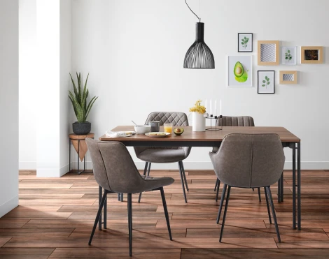 Обеденный стул La Forma (ex Julia Grup) Janis (Серый/ Пена,Металл,Фанера,Сталь)