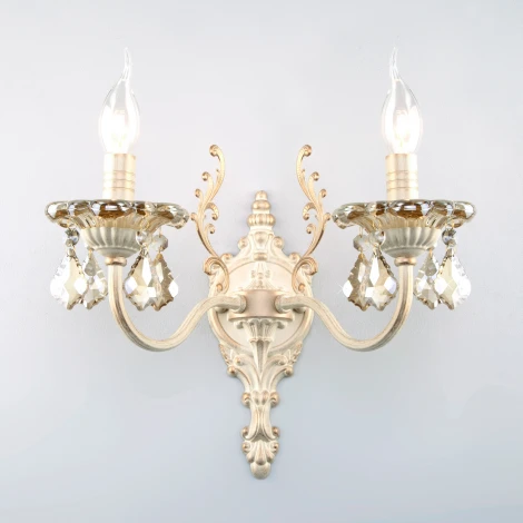 Бра Eurosvet 3281 3281/2 белый с золотом / тонированный хрусталь (220V, хрусталь Strotskis, подвески, подсвечник, свеча)