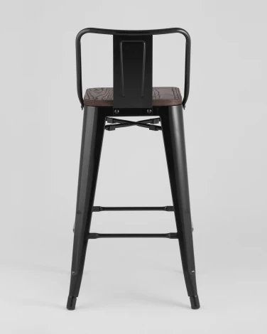Стул полубарный Stool Group TOLIX WOOD со спинкой черный глянцевый УТ000000843