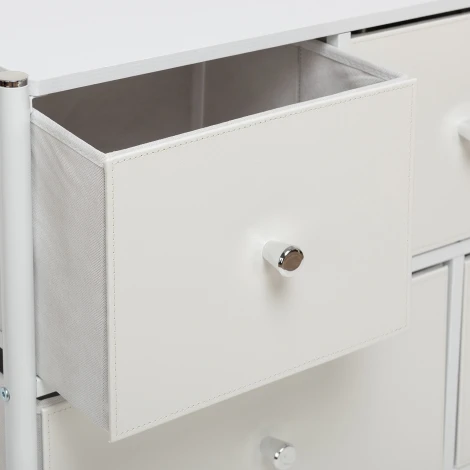 Комод Leset Нирита/Хайди широкий 5 ящиков, Белый (Сталь,Экокожа/Белый) арт.9780201379624