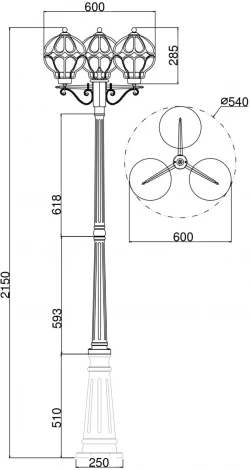 Наземный фонарь Maytoni Via O023FL-03G (220V, шарики, IP44)
