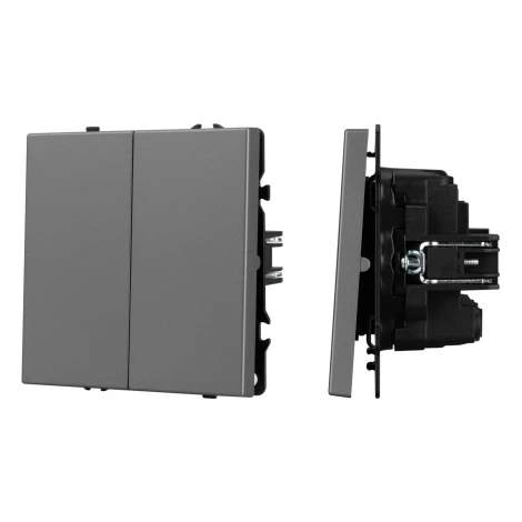Механизм выключателя двухклавишный перекрёстный SWT-NOBE-MKX2-SFPL-GR (230V, 10A) (Arlight, Серый базальт) 061793