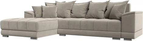 Диван угловой НордСтар левый угол (Бежевый/Микровельвет) Лига Диванов арт.121113L