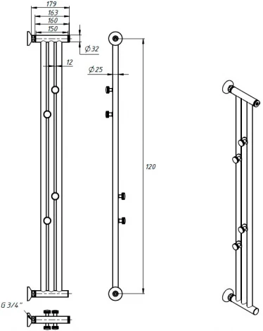 Полотенцесушитель водяной Тругор Хорда 120*18 60x60
