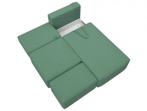 Диван угловой модульный с пуфом Лига-060 НПБ угол универсальный (ЛДСП,Брус,Фанера/Пластик/Рогожка/Зеленый) Лига Диванов 129702