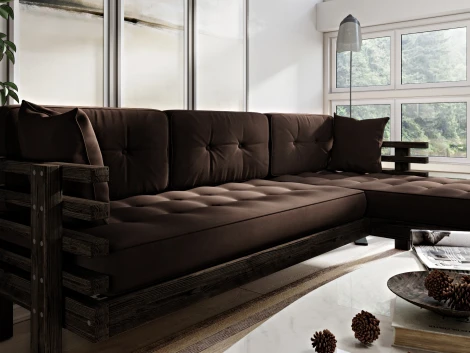 Диван Arsko Стоун Угловой венге шоколадный велюр