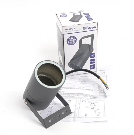 Прожектор уличный Feron Бостон 48320 DH1703,GU10, серый (220V, круглые, IP54)