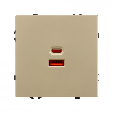 Розетка тип A+C софт-тач золотой песок ARL NOBE USB SCT-MUAC-SFPL-FC-GD (65W, QC3) (Arlight,) 054318(1)