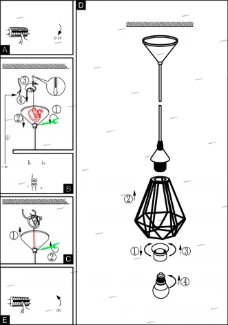 Подвесной светильник Eglo Tarbes 94193 (220V, на проводе)