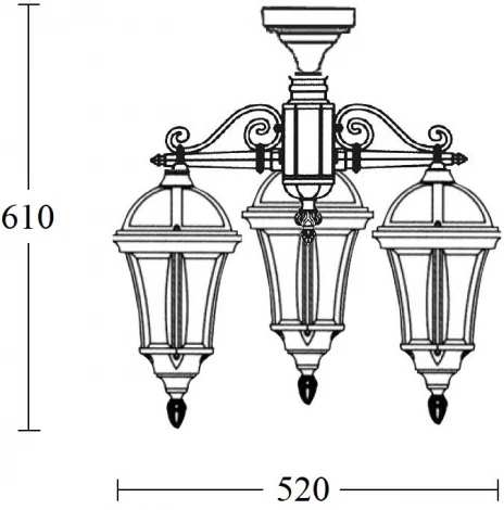 Потолочный светильник уличный Oasis Light ROMA S 95270SA/3 Bl (220V, фонарь, IP44)